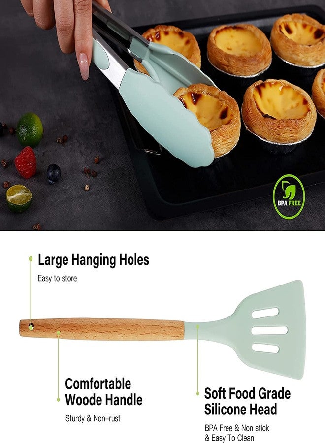LDG WARE Premium Silicone Spatula Set of 12 | Nonstick Silicone Spatula for Cooking & Baking | SpatulaSilicone Cookware with Wooden Handle| Cooking Spoon Set for Kitchen - Image 5